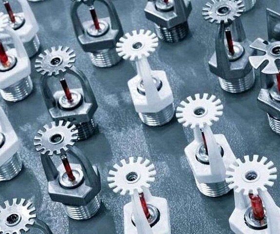 White and silver sprinkler heads